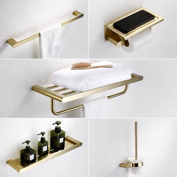 5 Piece Bathroom Accessories Glod