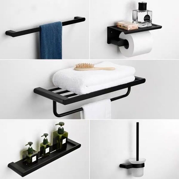 Matte black 5 Piece Bathroom Accessories